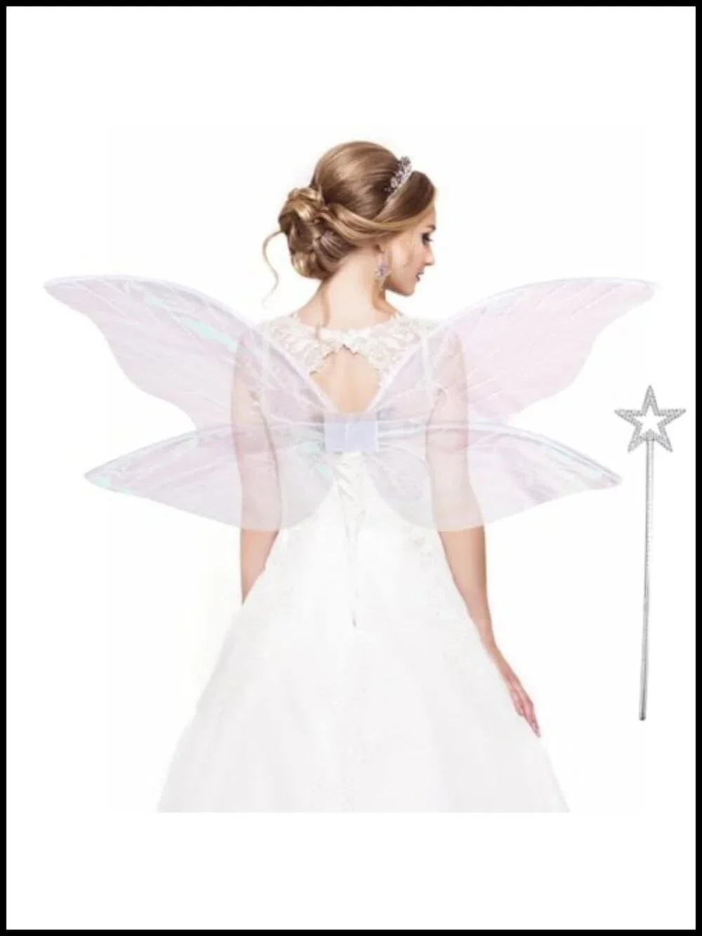 Fairy Wings Costume Set with Magic Wand for Women Girls Halloween Cosplay